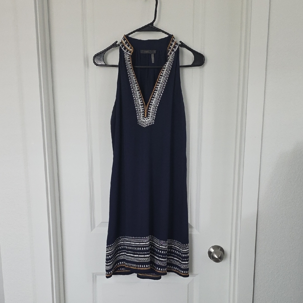 THML Navy Embroidered Mini Dress